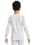 Kids Youth Long Sleeve Compression Dry-Fit Shirt (White)