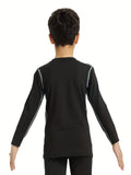 Kids Youth Long Sleeve Compression Dry-Fit Shirt (Black)