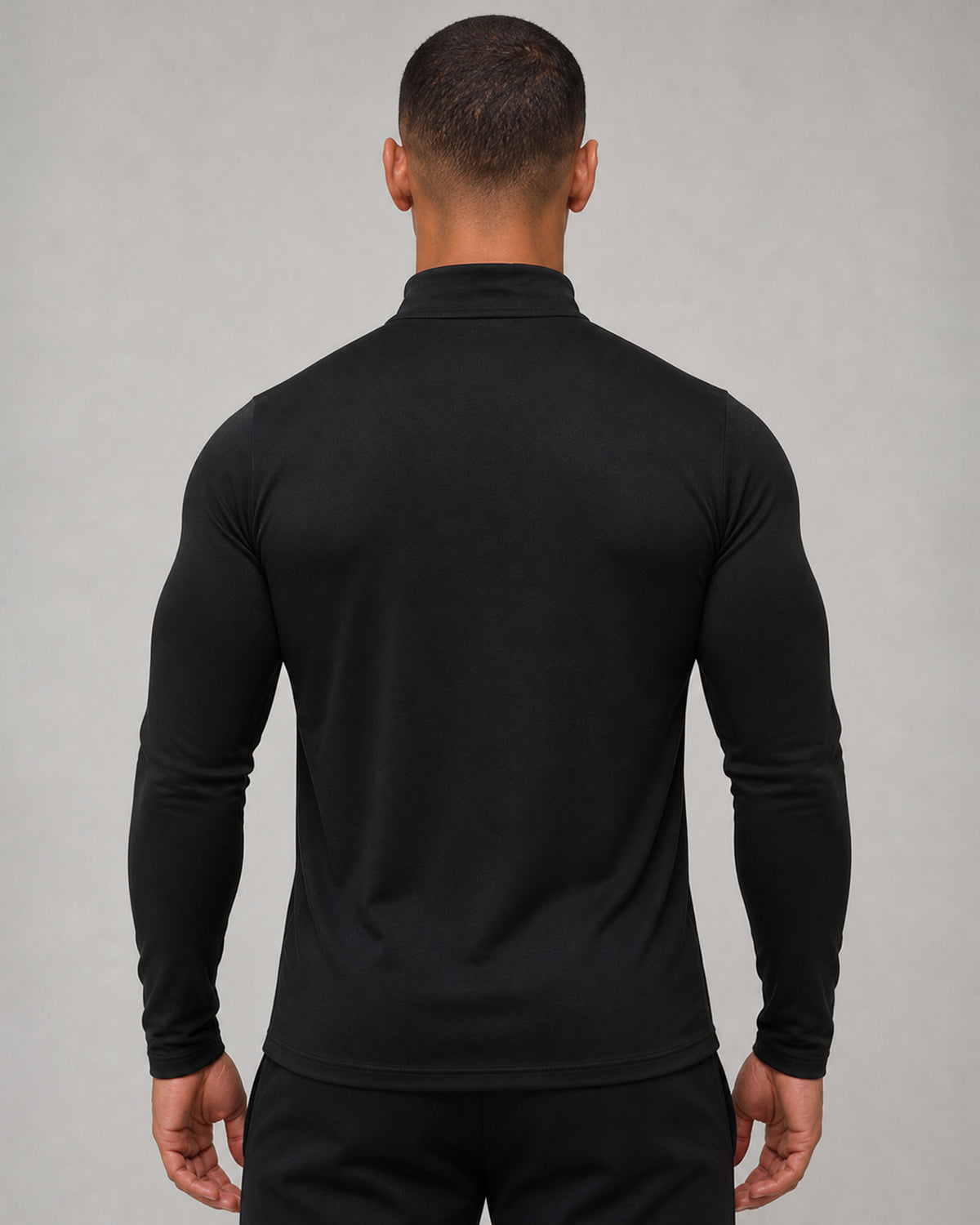 Quarter Zip Black Track Top Reflective