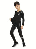 Kids Youth Long Sleeve Compression Dry-Fit Shirt (Black)