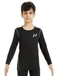 Kids Youth Long Sleeve Compression Dry-Fit Shirt (Black)