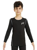 Kids Youth Long Sleeve Compression Dry-Fit Shirt (Black)