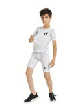 Kids Youth Boys Compression Dry-Fit Shirt (White)