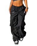 Oversized Women's Cargo Track Pants (Black)