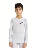 Kids Youth Long Sleeve Compression Dry-Fit Shirt (White)