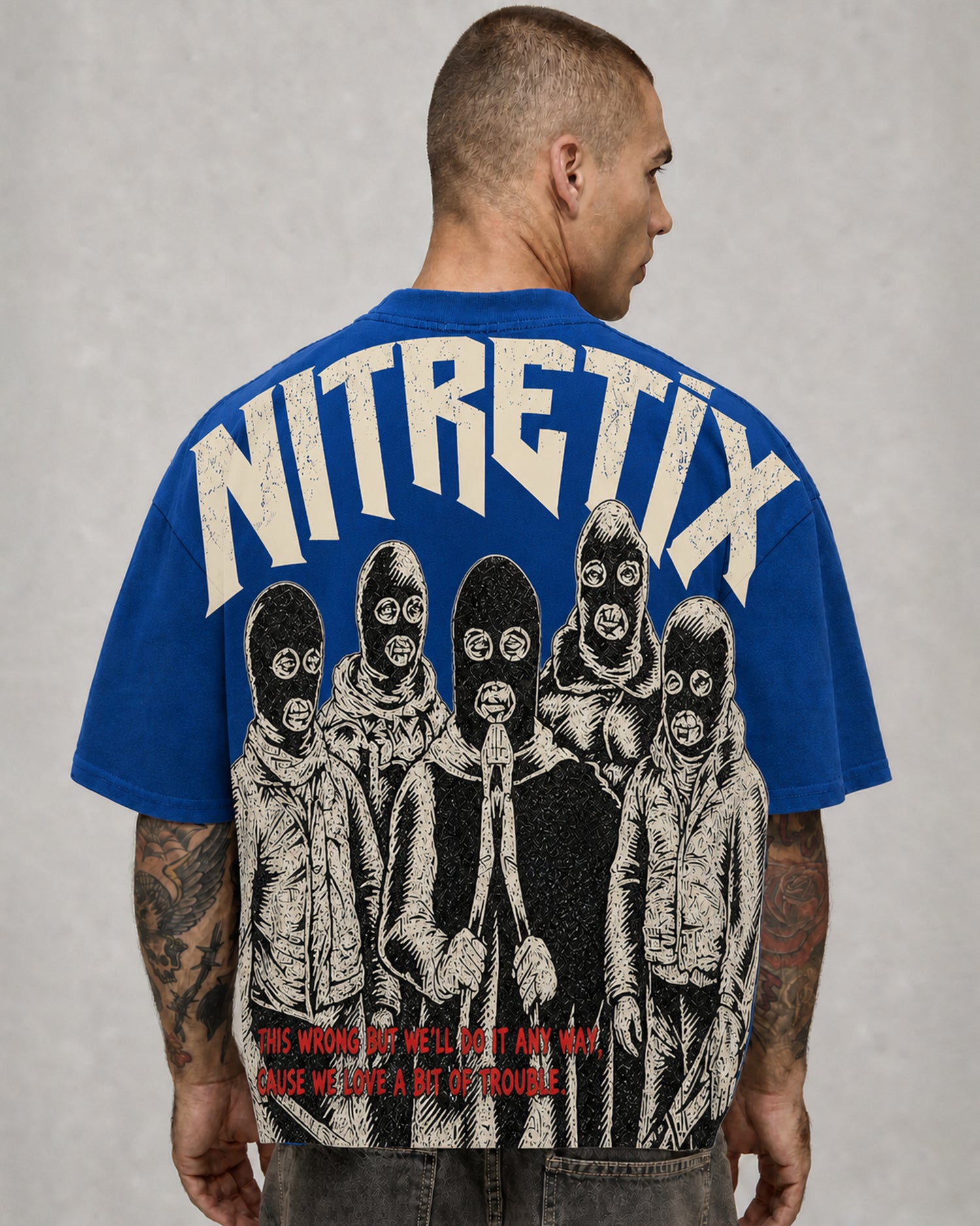 "Trouble" Oversize Tee (Blue)