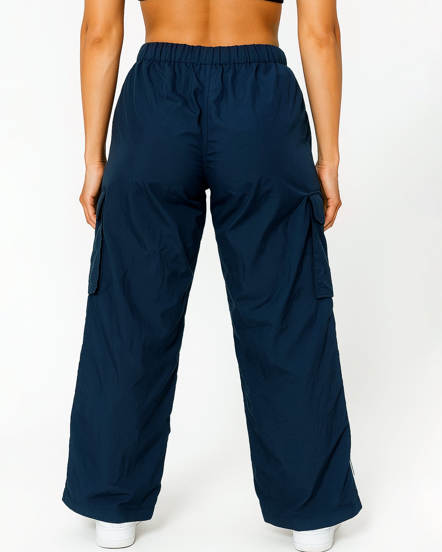 Oversized Women's Cargo Track Pants (Navy Blue)