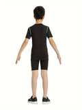 Kids Youth Boys Compression Dry-Fit Shirt (Black)