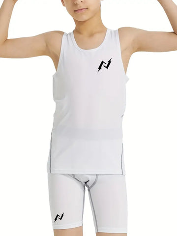 Kids Youth Compression Sleeveless Tank (White)