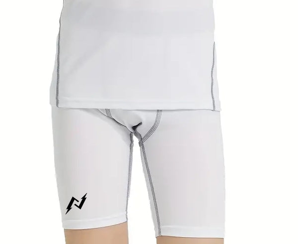 Short de compression jeunesse Franklin Sports avec tasse, blanc/néon XS