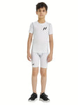 Kids Youth Boys Compression Dry-Fit Shirt (White)