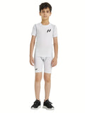 Kids Youth Boys Compression Dry-Fit Shirt (White)