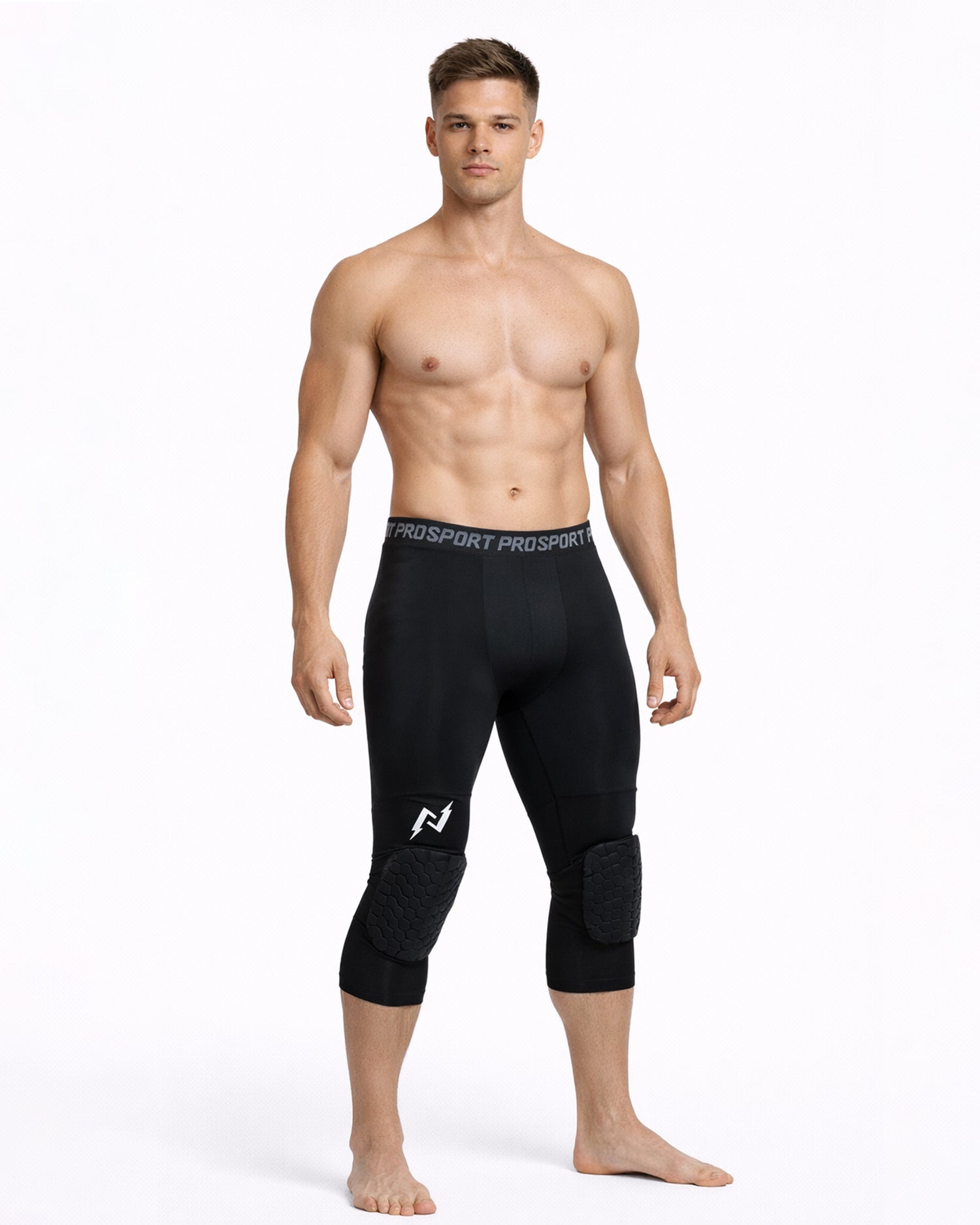 Compression 3 Quarter Padded Knee Tights