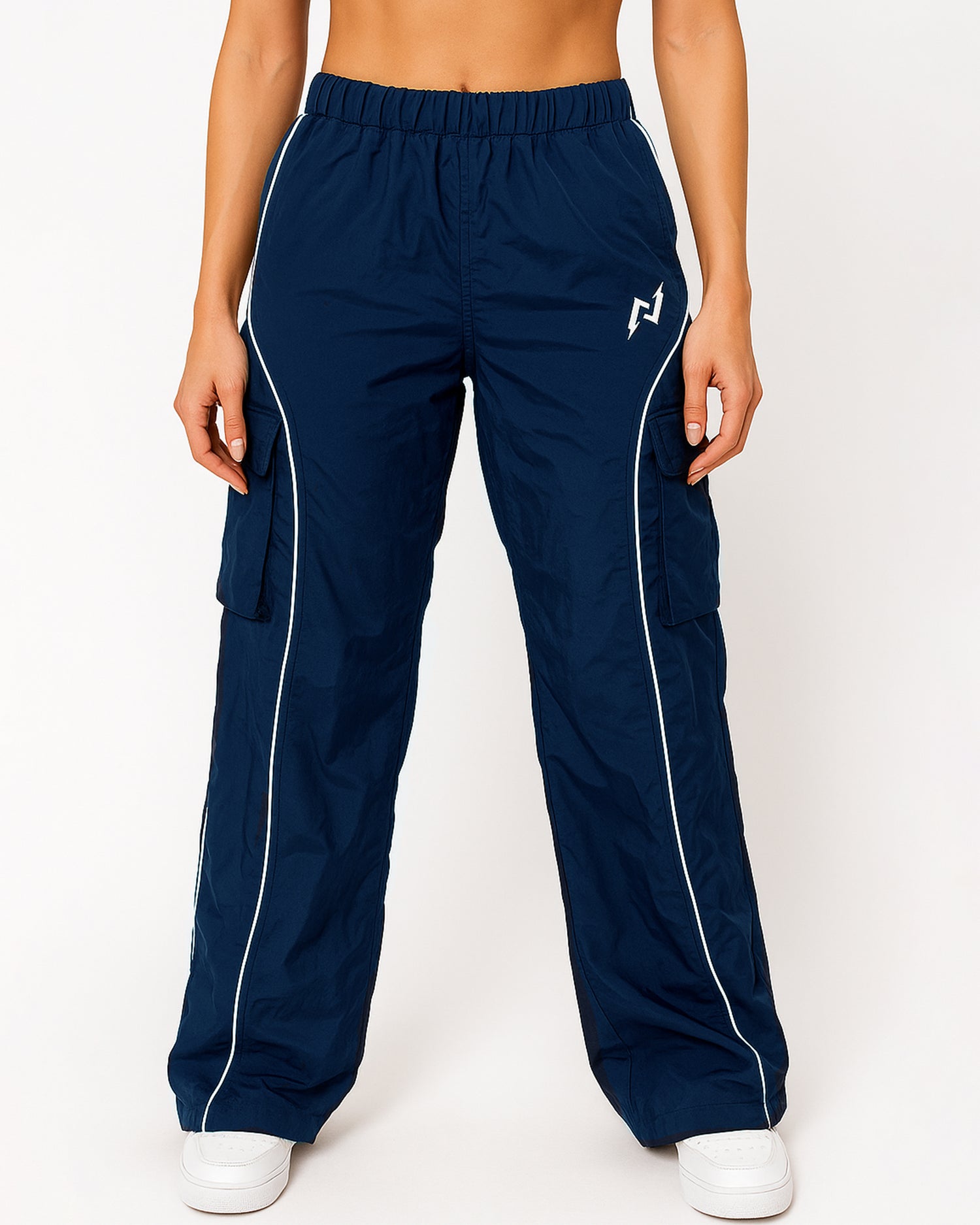 Oversized Women's Cargo Track Pants (Navy Blue)