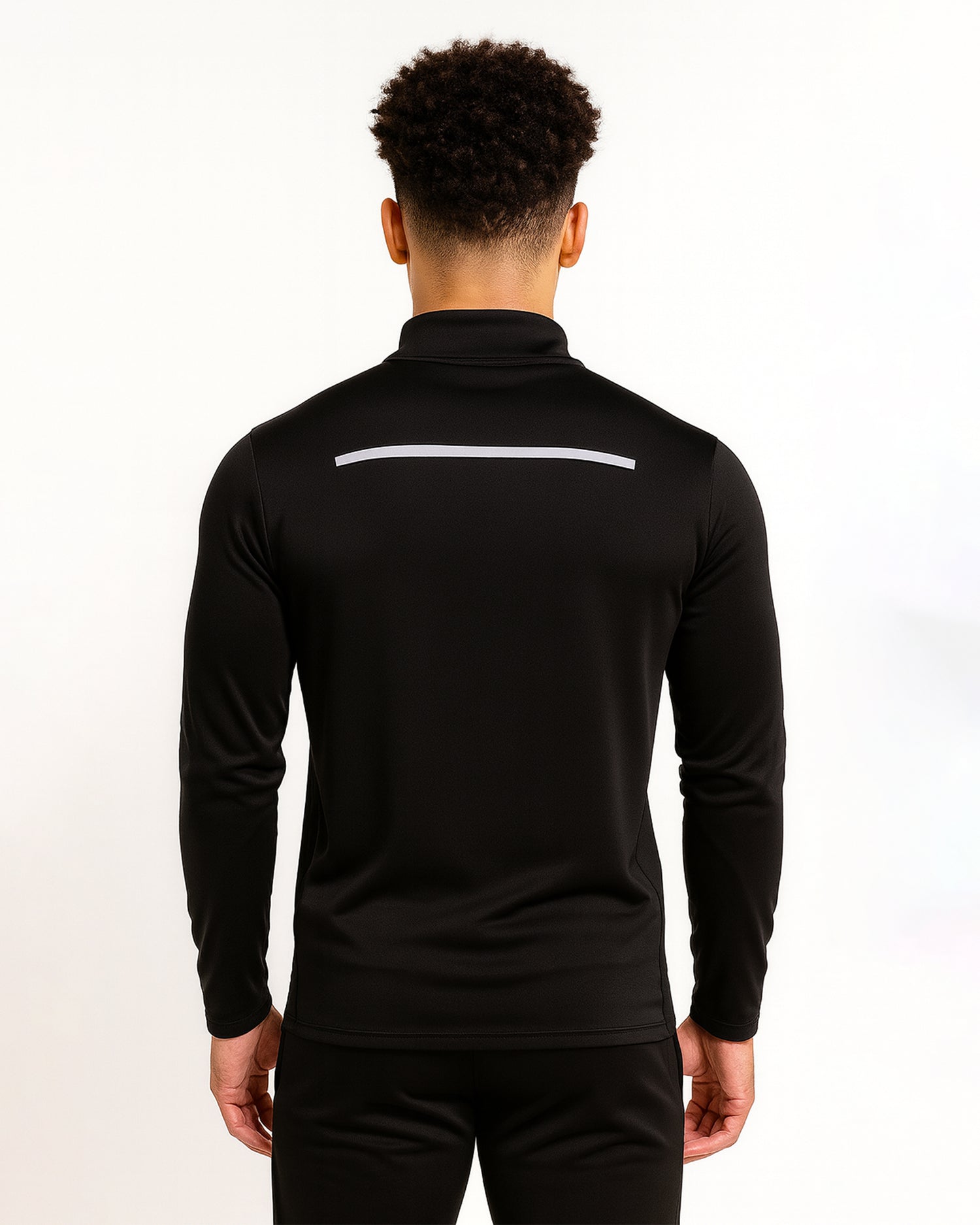 Quarter Zip Black Track Top Reflective