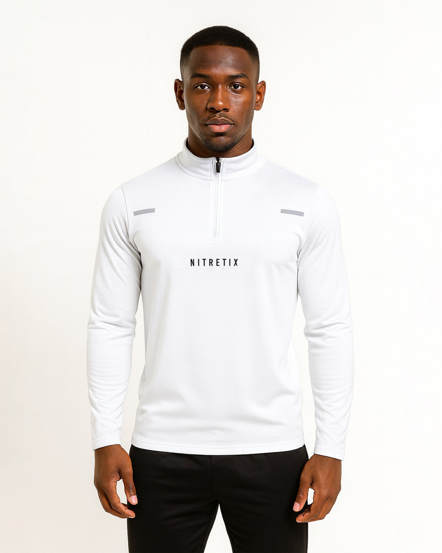 Quarter Zip White Track Top Reflective