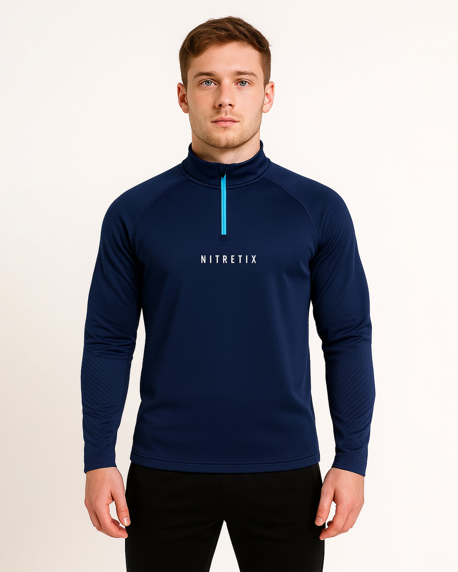 Quarter Zip Navy Blue Track Top Reflective