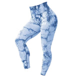 High Waist Tie Dye Yoga Butt Lift Tights (Sky Blue)