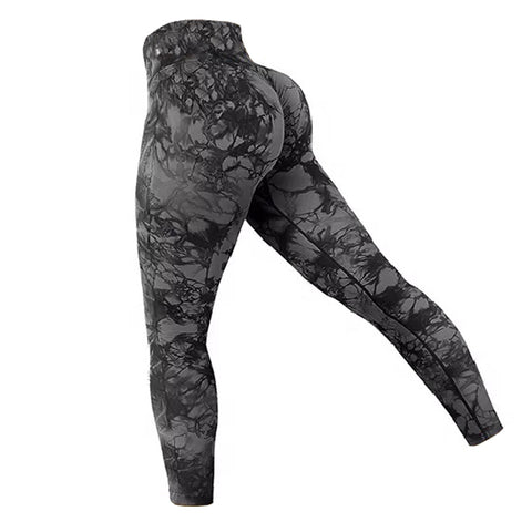 High Waist Tie Dye Yoga Butt Lift Tights (black)