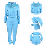 Women's Pullover Crop Sweatsuit (Baby Blue)